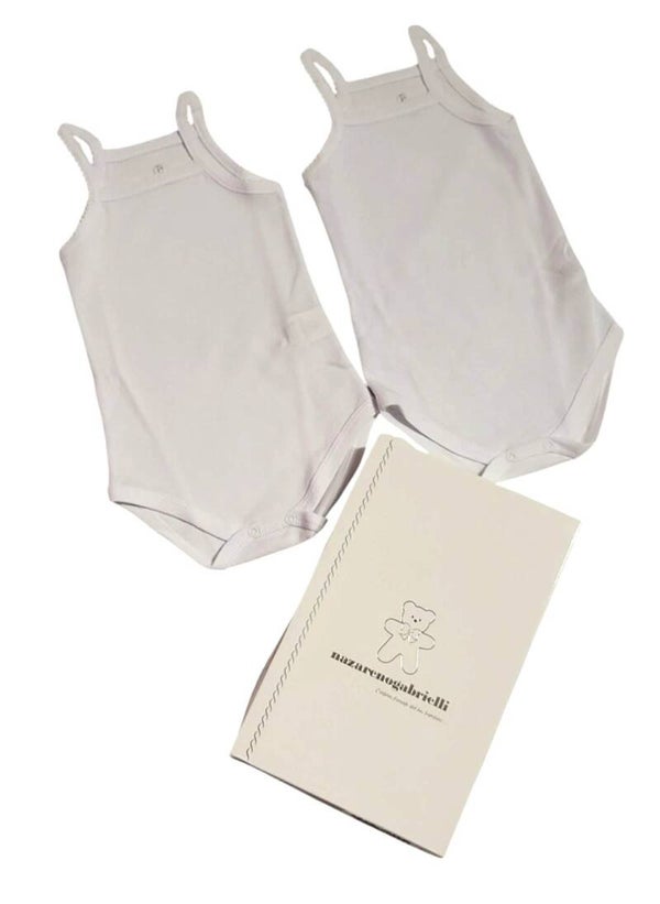 2er-Set Baby Träger Bodys Gr. 62 68 Baumwolle Weiß Taufkleid Taufe OEKO-TEX