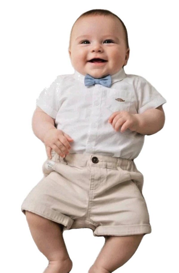 Baby Set Anzug Sommer Junge Gr. 56 62 68 Taufanzug Set Hochzeit Festlich Beige