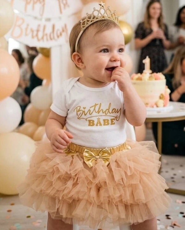 Baby Mädchen 1 Geburtstag Outfit Tutu Gr. 80 Geschenkset Party Taufe Set 3-tlg