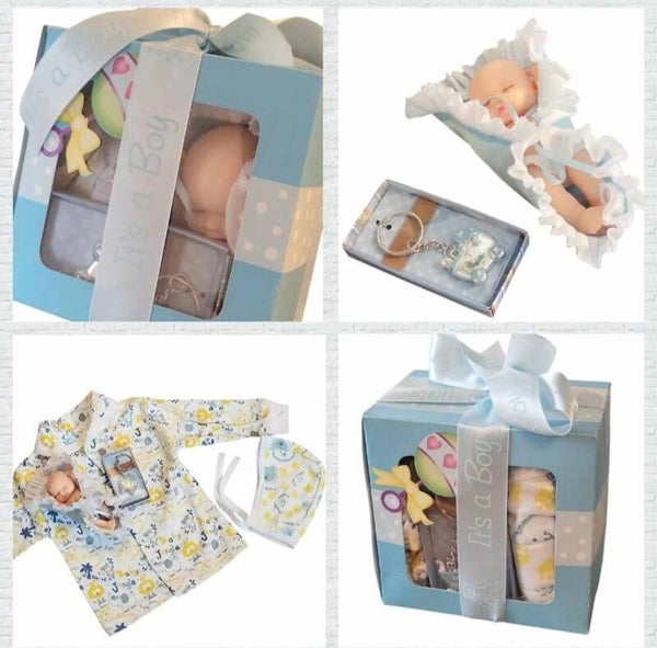 Baby Junge Geschenkset Geschenkbox Geburt Neugeborene 4-tlg Box Babygeschenk Set