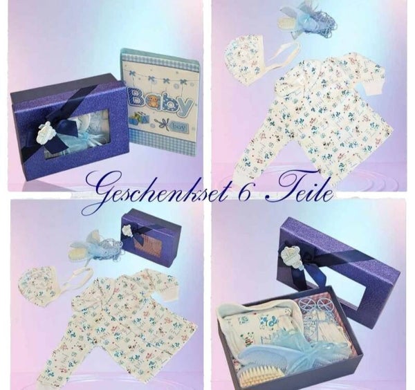 Baby Neugeborene Geschenkset Geschenkbox Geschenk Geburt Taufe Gr.50 56 6tlg
