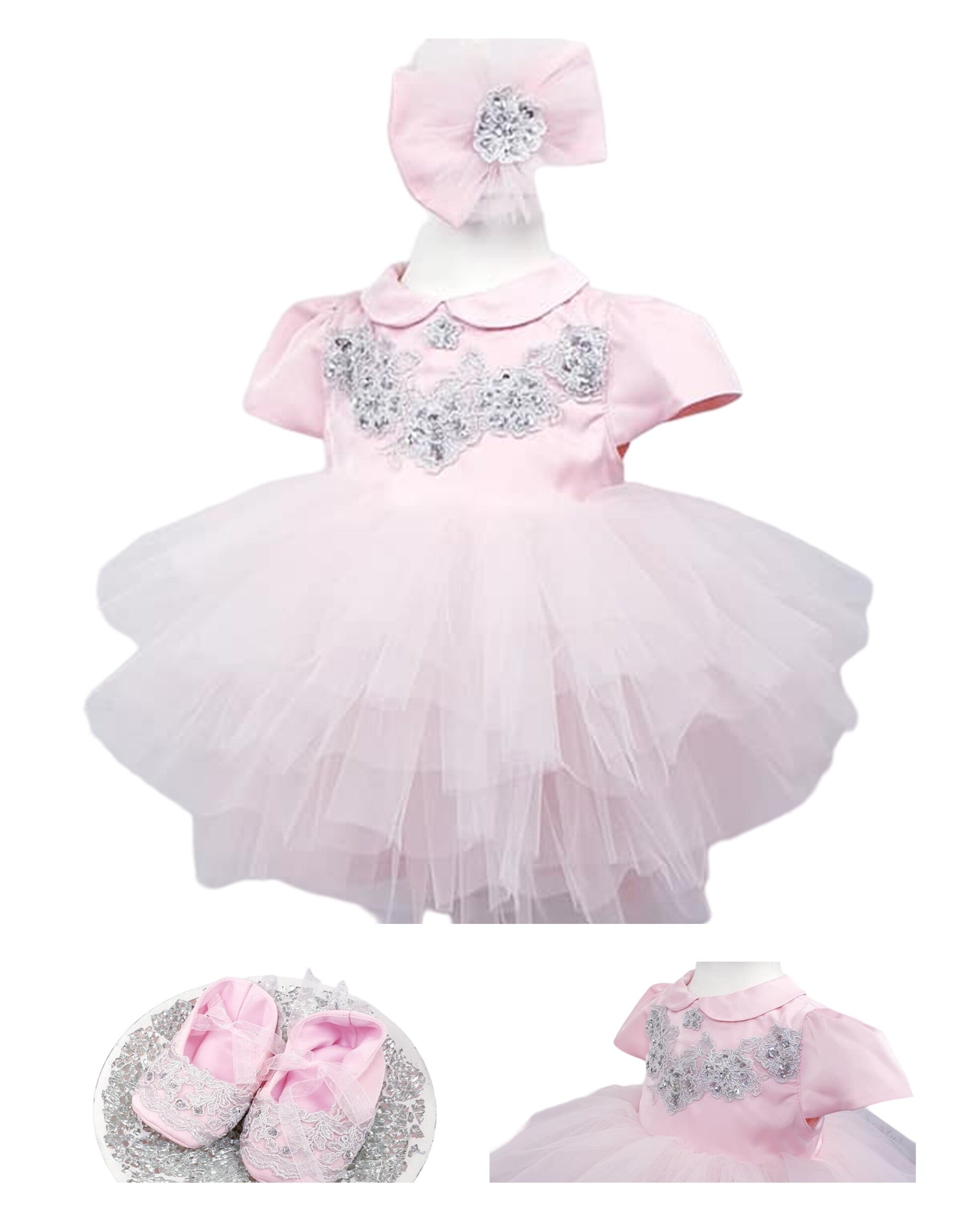 Taufkleid rosa Gr.62 68 Kleid Baby Taufe Partykleid Kleid Geburtstag 3-6 Monate