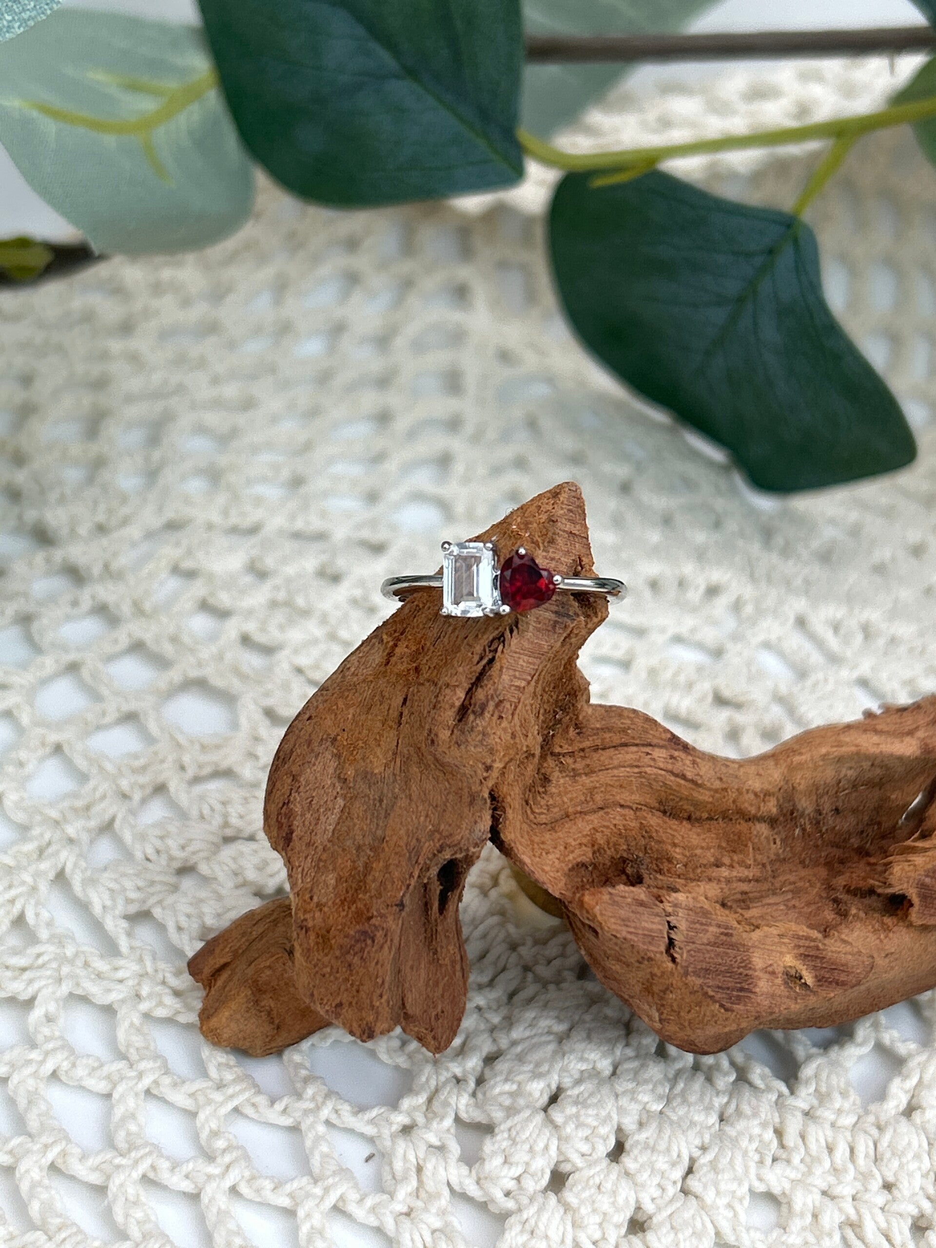 Bergkristall / Granat Ring