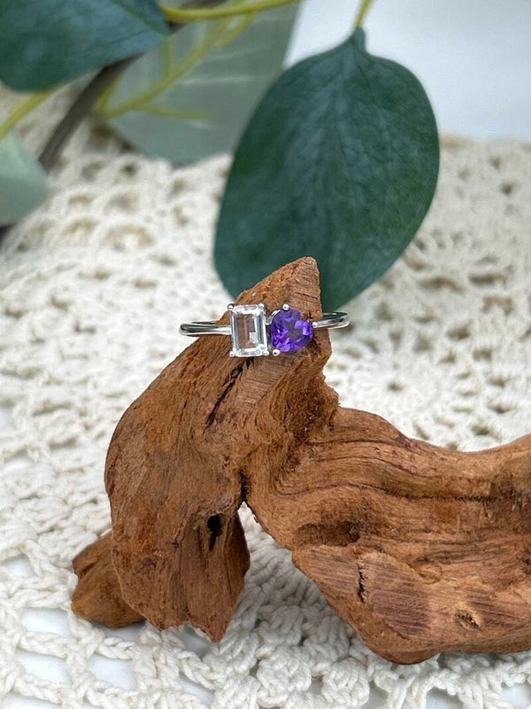 Bergkristall/Amethyst Ring