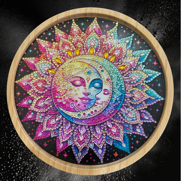 Celestial Sun & Moon Diamond Art 20cm Food-Safe Serving Platter