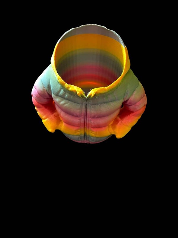 3D Printed Rainbow Puffer Jacket Can Cooler & Beverage Sleeve