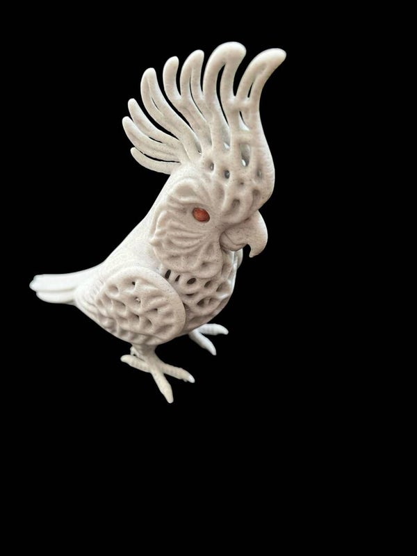 3D Printed Voronoi Cockatoo Sculpture & Art Decor 13cm tall