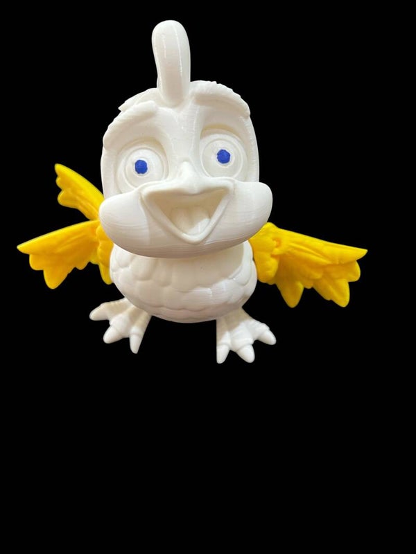 3D Printed Cute Cartoon Bird Collectible Figurine 12cm tall - Articulated