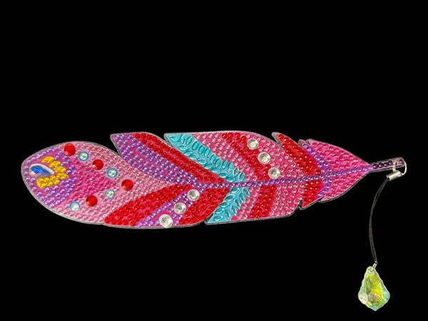 Handmade Shimmering Diamond Art Feather Bookmark