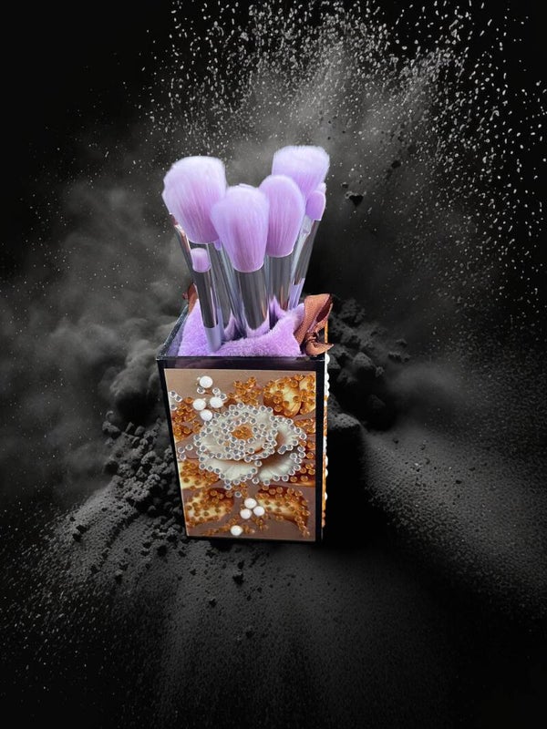 Luxury Diamond Art Makeup Brush Set & Holder