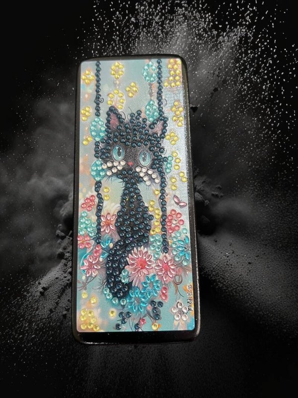 Adorable Whimsical Cat Diamond Art Padded Glasses Case