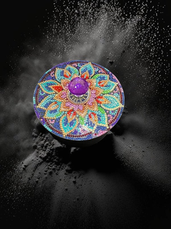 Majestic Kaleidoscope Mandala Diamond Art Round Keepsake Box