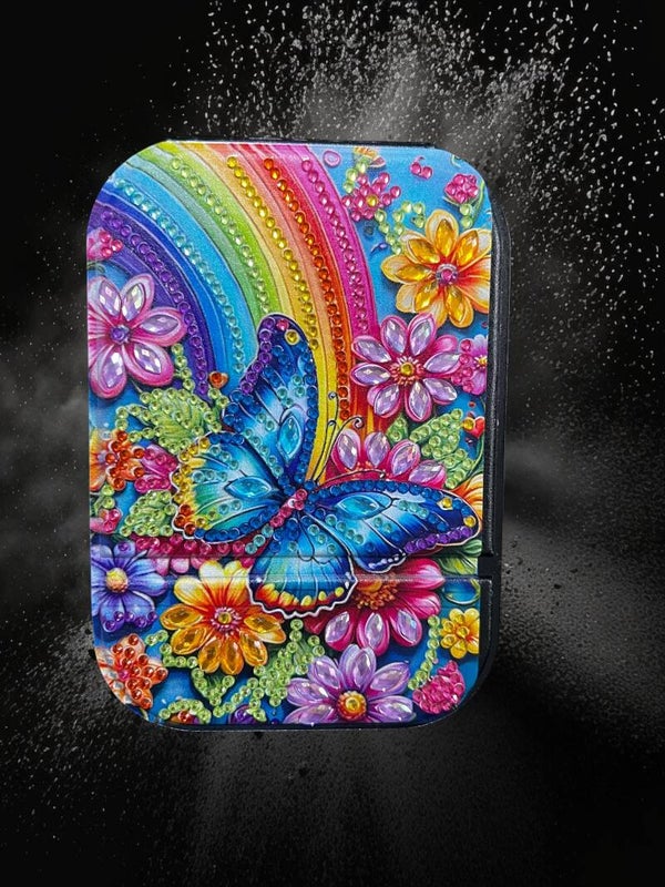 Vibrant Rainbow Butterfly Diamond Art Travel Mirror