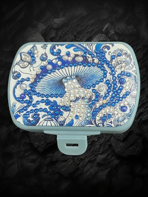 Enchanting Mushroom Diamond Art 6-Section Travel Pill Case