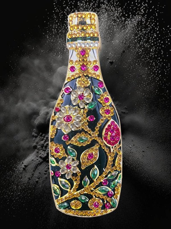 Luxury Floral Champagne Bottle Diamond Art Bottle Opener