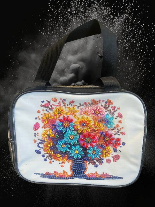 Stunning Brand New Floral Tree of Life Diamond Painting Toiletries Bag