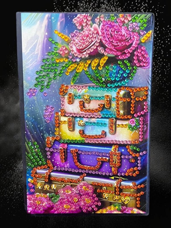 Stunning Brand New Vintage Suitcases & Roses Diamond Painting Notebook Desk Organizer Set