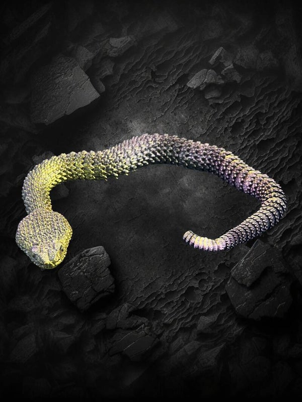 Shimmering & Scaled: 3D-Printed Rainbow Articulated Viper Fidget Toy & Display Model