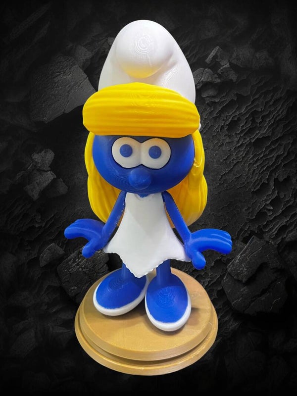 Nostalgic & Bright: 3D-Printed Smurfette Retro Cartoon Display Figurine