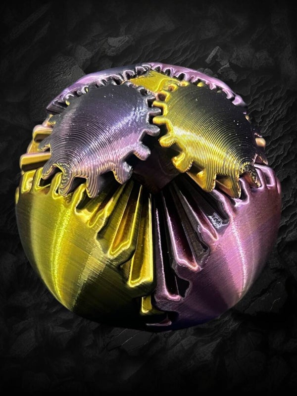 Mesmerizing & Interlocking: Rainbow Kinetic Gear Sphere Fidget Toy