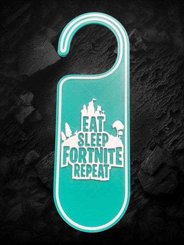 Cool & Gamer-Approved: Customizable Fortnite "Eat Sleep Repeat" Door Hanger Sign