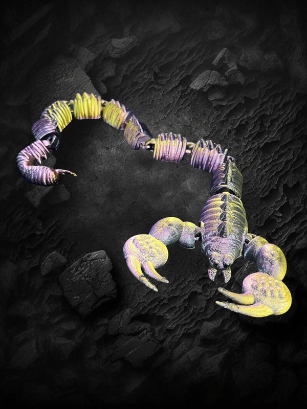 Shimmering & Striking: Metallic Rainbow Articulated Scorpion Fidget Toy