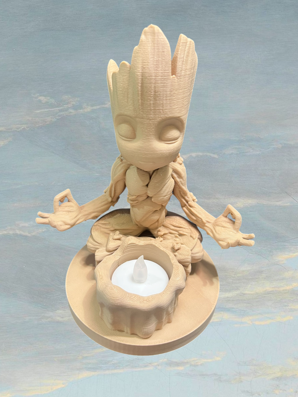3D Printed Meditating Baby Groot Tea Light & Candle Holder 14cm