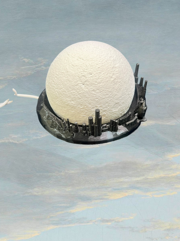 Illuminated Moon & Cityscape Desktop Lamp
