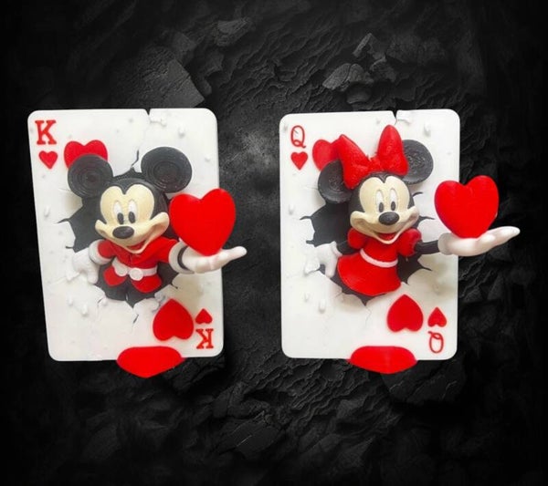 Royal Romance: 3D Printed Mickey & Minnie King & Queen of Hearts Playing Cards