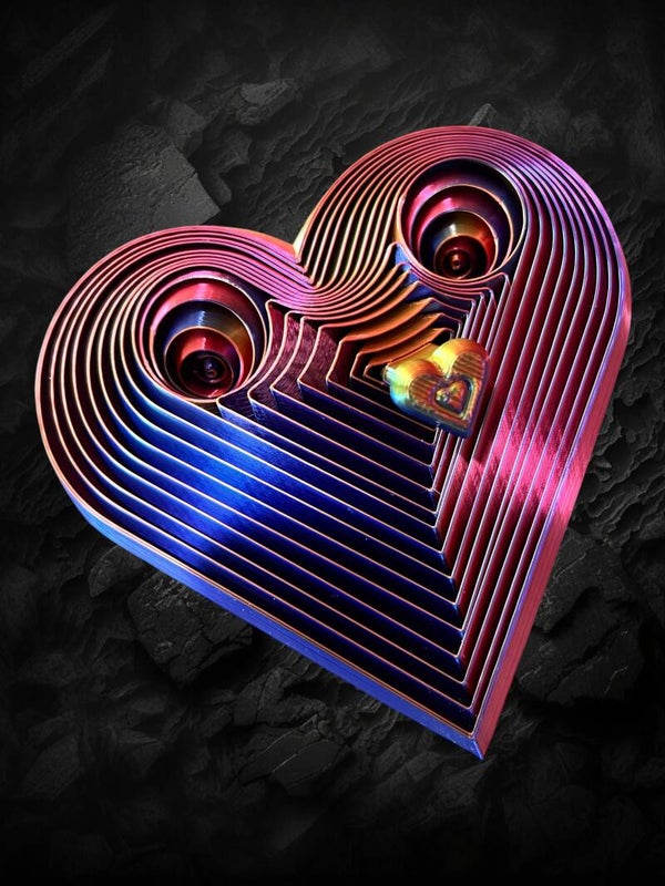 Chroma Vortex: 3D Printed Infinite Concentric Heart Kinetic Fidget Toy