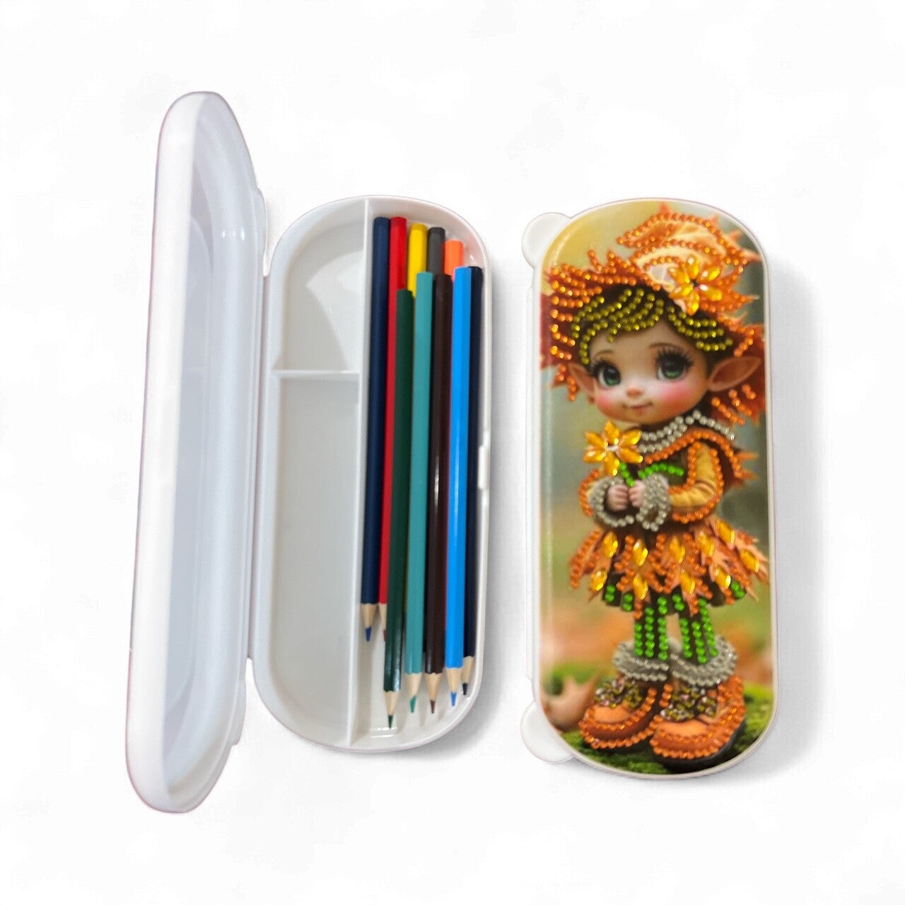Diamond Art Decorated Pencil Case with Pencils