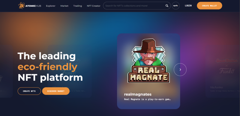 Avec AtomicMarket vous pouvez y vendre vos NFT tout en les proposant sur d’autres Marketplaces. Tous les NFT mis en vente sont vérifiés et la plateforme met sur liste noire les collections suspectes.