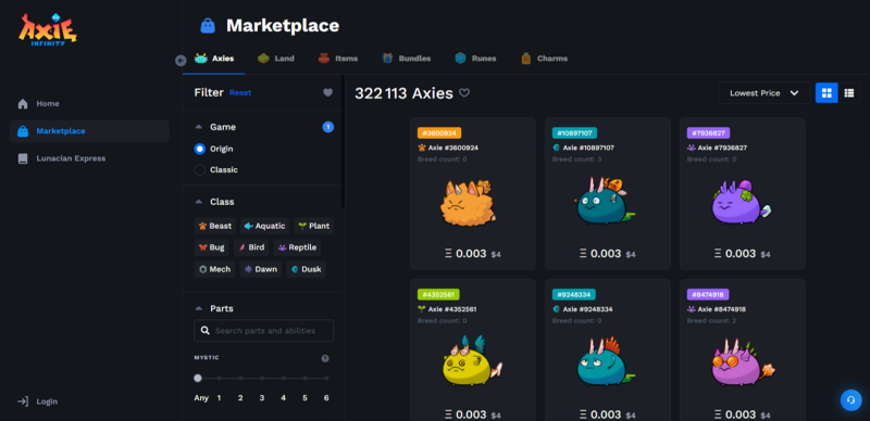 Axie Infinity est un metaverse de jeu dans lequel les joueurs élevent des animaux de compagnie appelés Axies. Les joueurs peuvent ensuite les faire s’affronter dans des combats. Chaque Axie est un NFT unique avec des caractéristiques uniques, et peut être