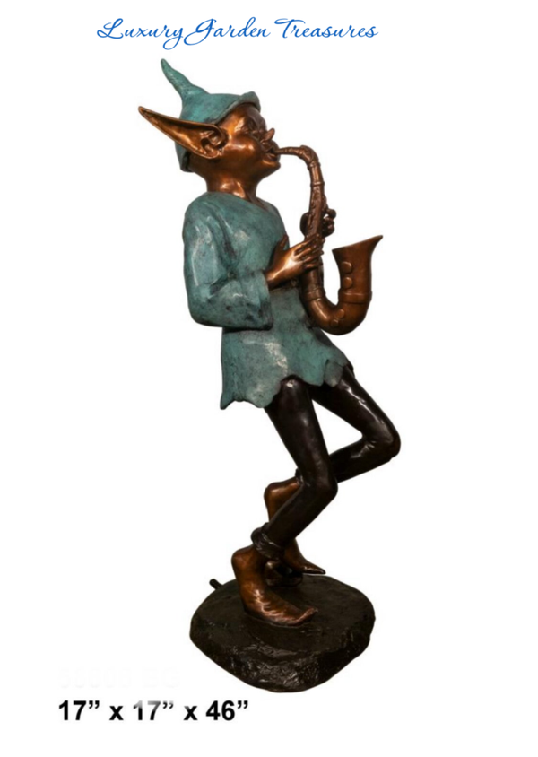 Bronze Pixie With Saxophone