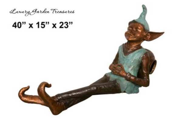 Bronze Pixie Laying down sculpture