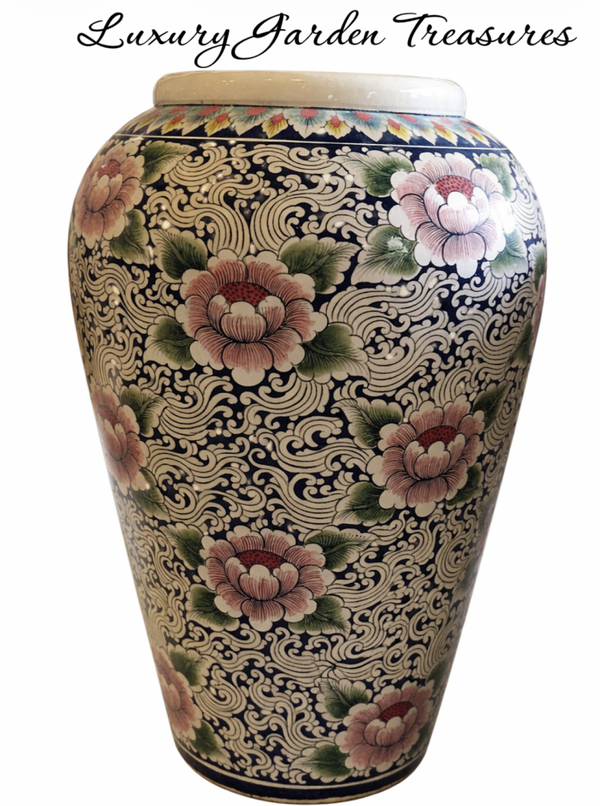 Mayfair Peony Planter- Hand-Painted