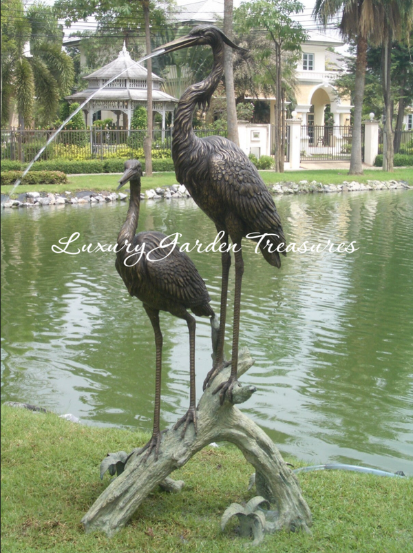 Bronze Pair of Heron Birds