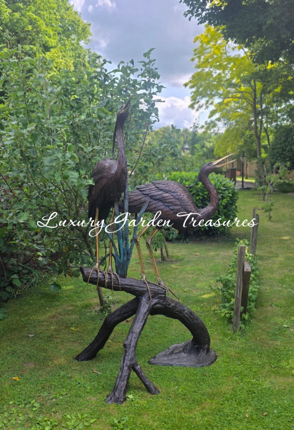 Bronze Crane Birds Life-size stands 8ft