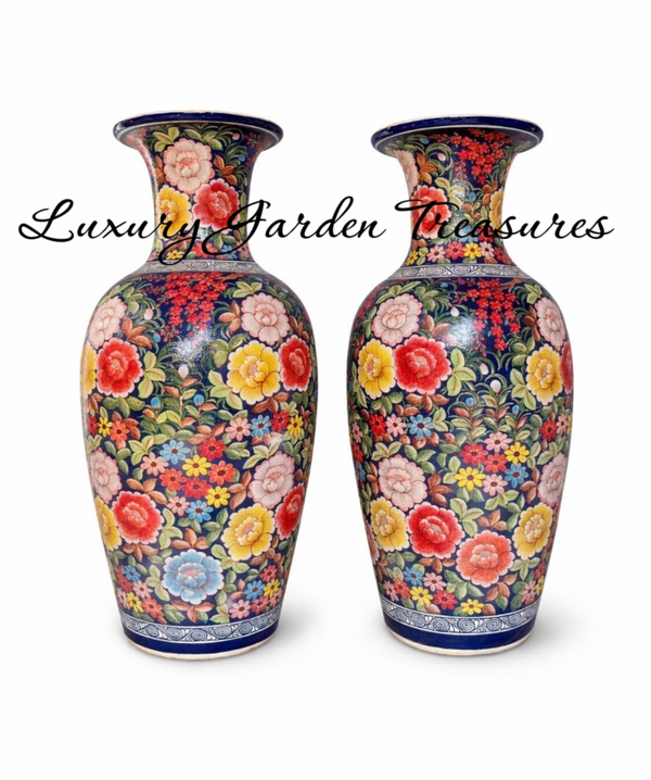 Midnight Blossom Floor Vases