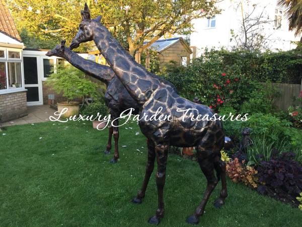 Bronze Pair of Giraffe Sculptures