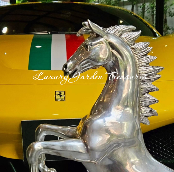 Bronze Rearing horse on marble base