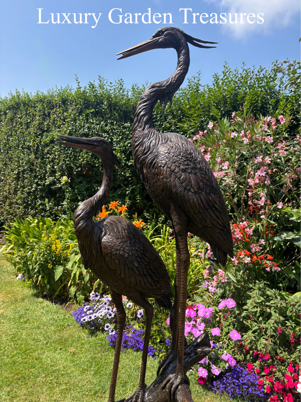 Bronze Pair of Heron Birds