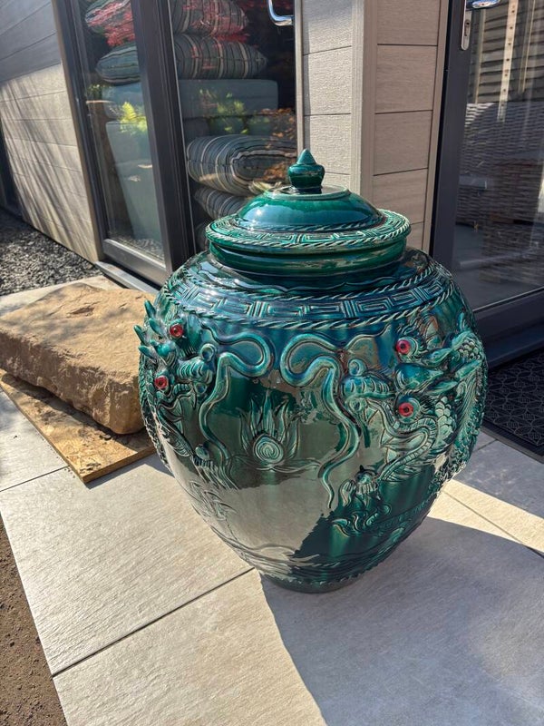 Emerald Green Fat Jar with matching Lid