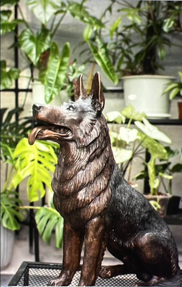 Bronze German Shepherd Sculpture