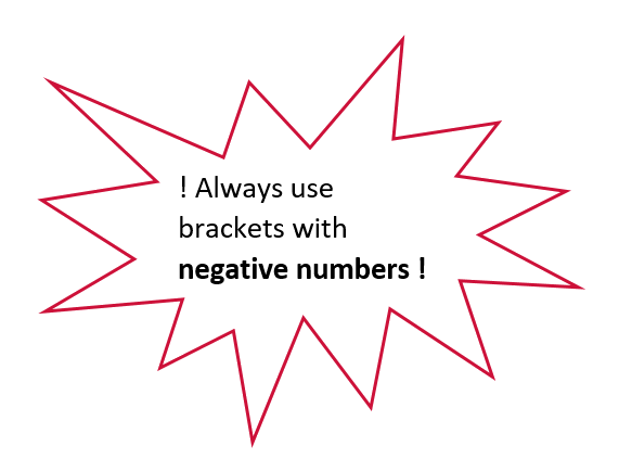 brackets with negative numbers