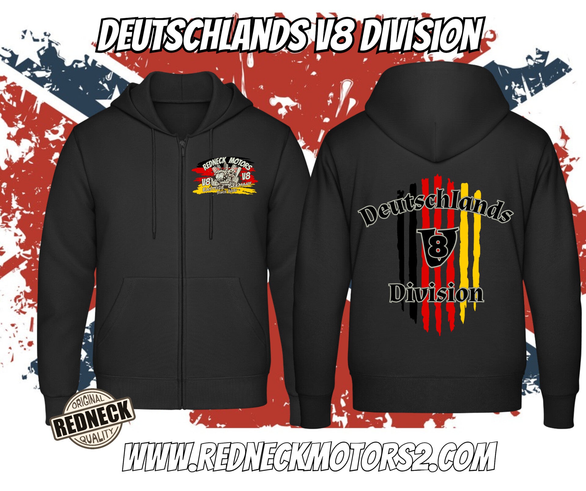 Sweatjacke schwarz- Deutschlands V8 Division