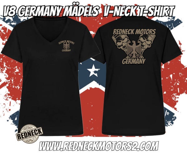 V 8 Germany Mädels -V Neck Shirt