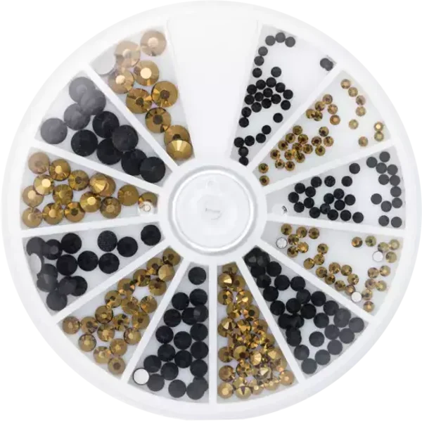 Rhinestone Wheel Black and Gold 6 sizes 270pcs 118307