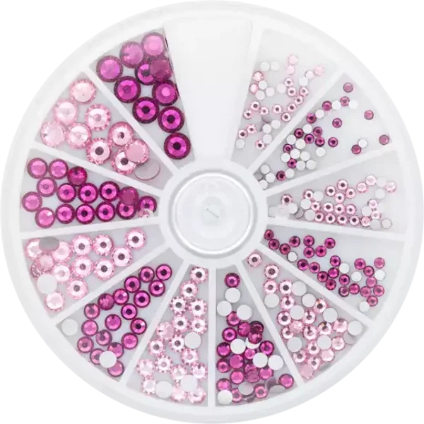 Rhinestone Wheel Roze and Fuchsia 6 sizes 270pcs 118306