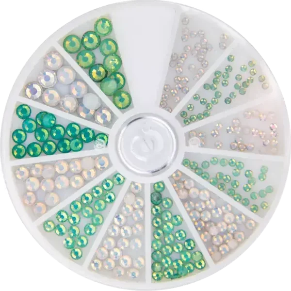 Frosted Rhinestones White and Green 6 sizes 270pcs 118320